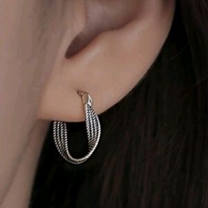 925 Sterling Silver Elegant Hoop Earrings